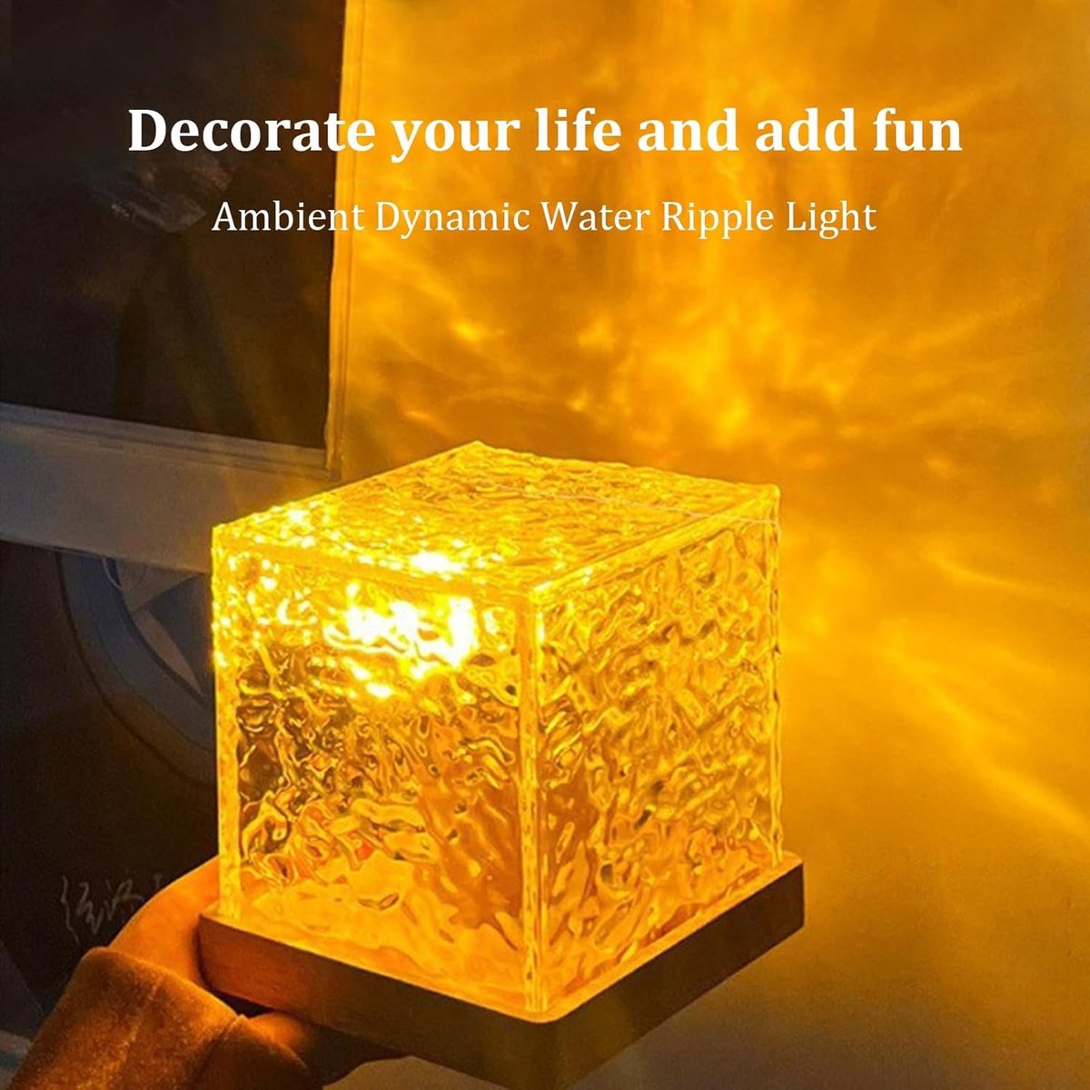 Noorderlicht Projector - Northern Lights Projector - Galaxy Projector - Cube Lamp - Crystal Lamp - Wave Lamp - Wave Cube - Water Ripple Light - Ocean Projector - Kristal - Sterren Projector - Sunset Lamp - Leuke lamp – foto 4