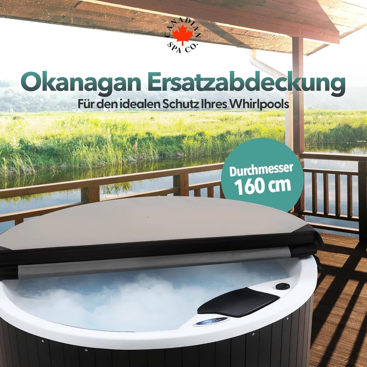 Hot Tub Afdekking Okanagan 160x160 cm – Isolerende, Waterdichte en Weerbestendige Vervangende Hoes voor Spa | Altameubel Premium Vinyl Hot Tub Cover