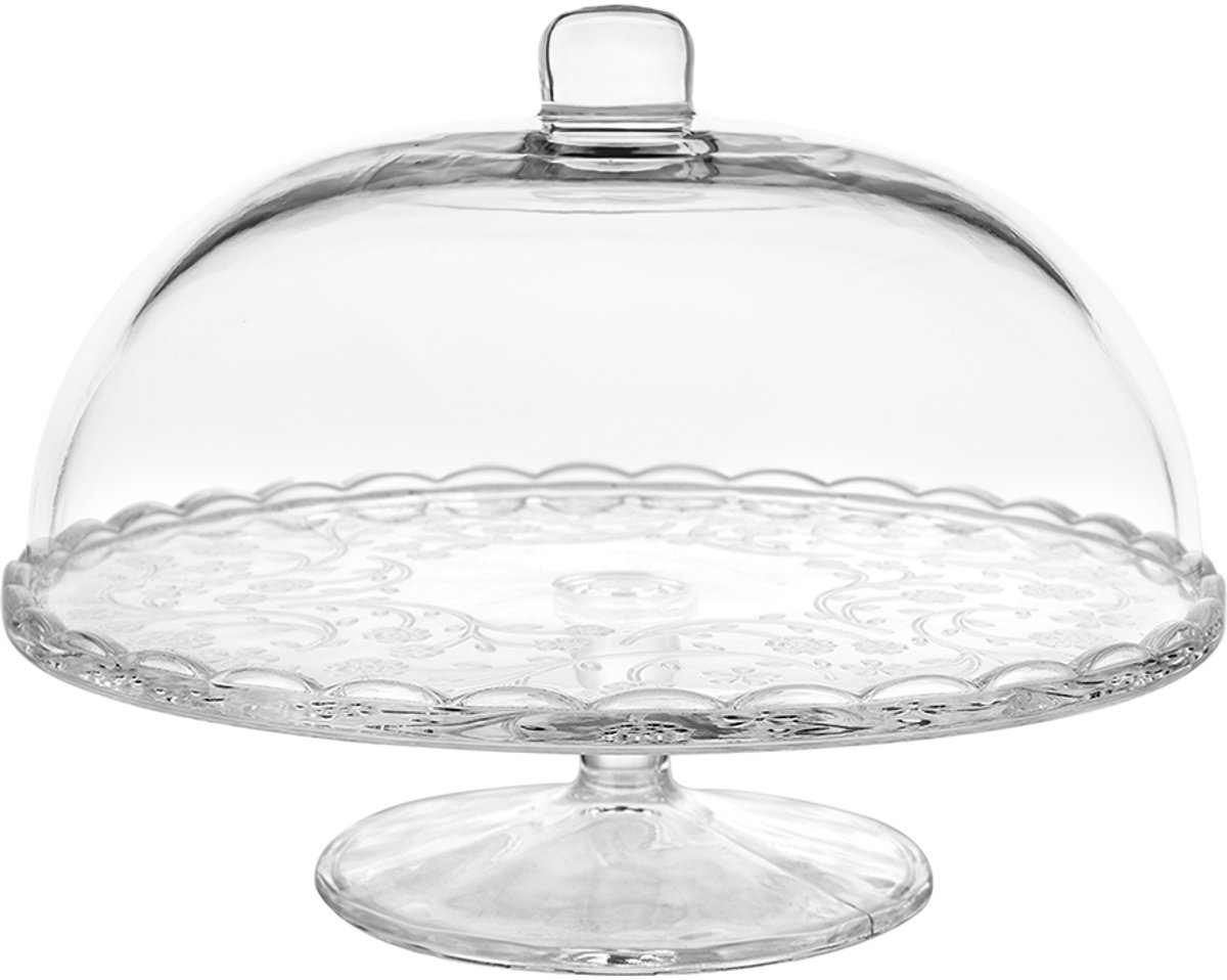 Kookpro - Glazen Taart Plateau met Stolp 28 cm - Taartplateau - Glazen Taartstandaard met Deksel - Taartstolp