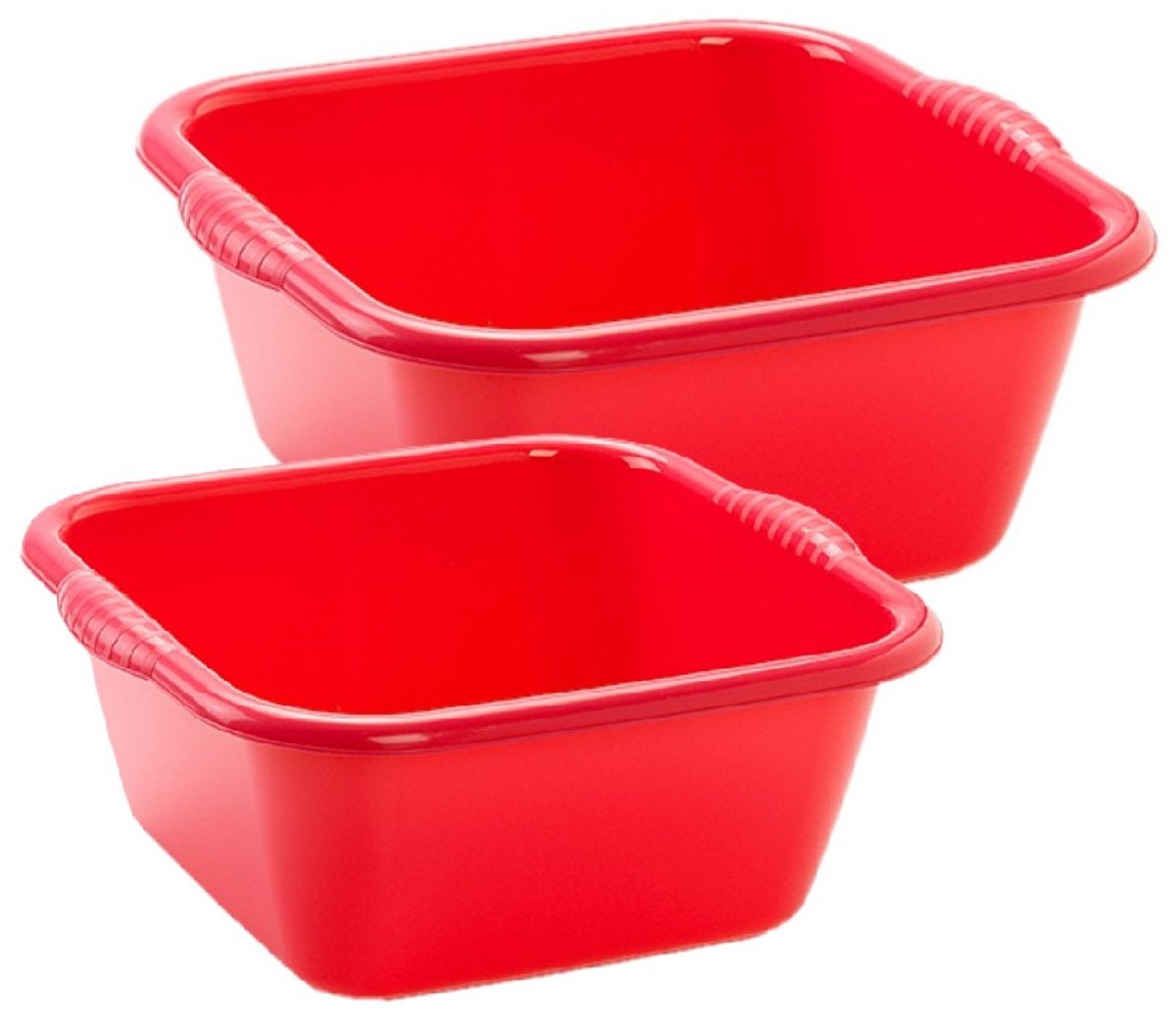 Plasticforte afwasteilen set - afwasbak - kunststof - 6 en 10 liter - rood - huishoud emmers