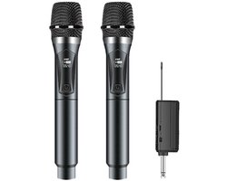 Draadloze microfoon, professioneel draadloos dynamisch microfoonsysteem met oplaadbare ontvanger (60 m), karaokemicrofoon voor zang, karaoke, bruiloft, DJ, feest, toespraak, kerk