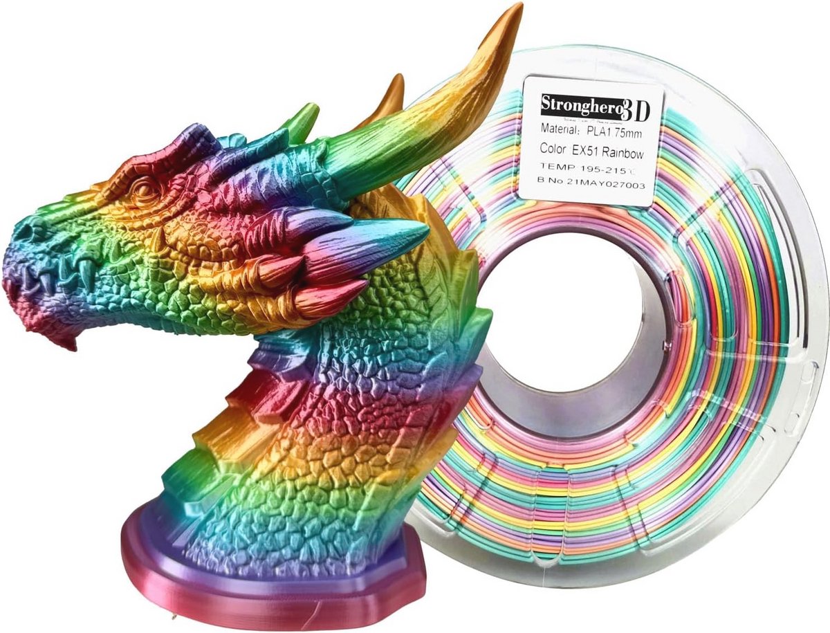 1.75mm Rainbow PLA 3D Printer Filament - 1kg voor Ender3