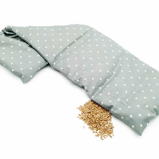 Pittenzak XL Met Pit ✾ Nek èn lichaam - Wasbare hoes - Warmtekussen made in NL/BE - Vriezer èn Magnetron/Micro - Pittenkussen met tarwe – Mintgroen grafisch
