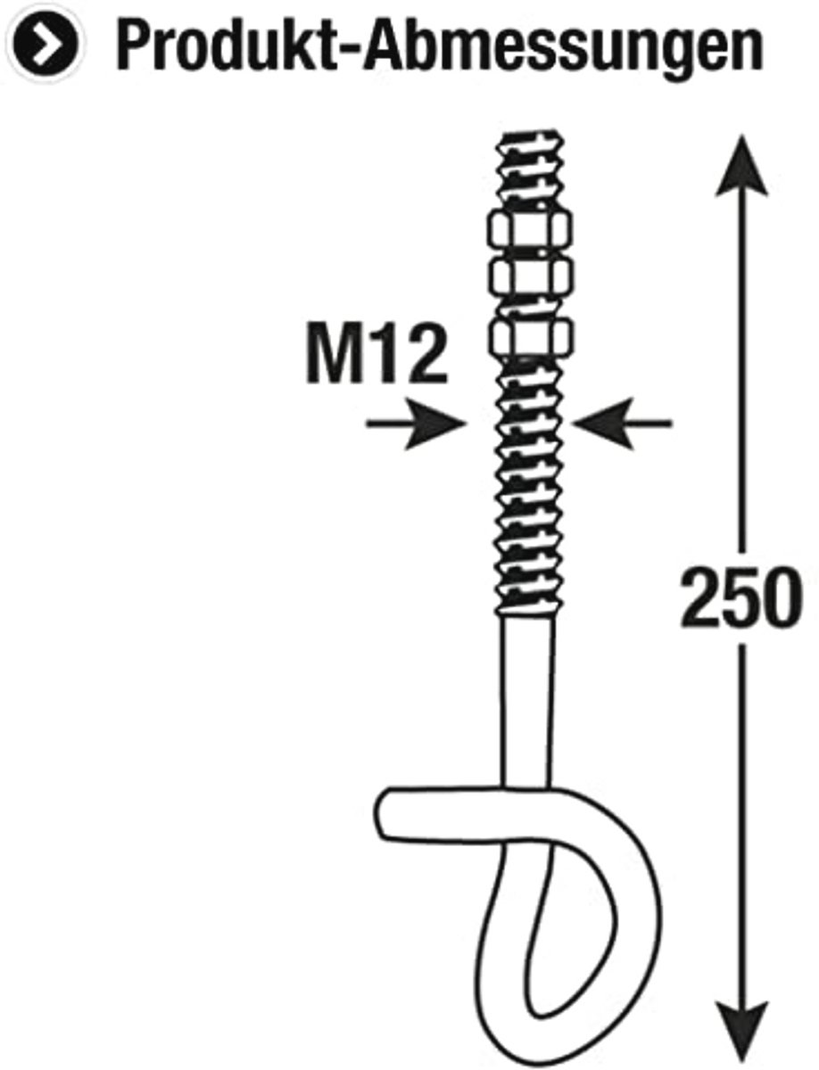 Gegalvaniseerde Veiligheidsschommelhaak M12 x 250 mm - Duurzaam en Professioneel