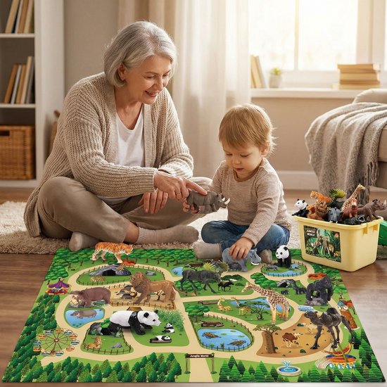 Babyspeelkleed met dieren - Speelmat - Speelkleed Baby - Montessori Speelgoed - Educatief speelgoed 3 jaar - Speelkleed - Baby gym - Educatief speelgoed 1 jaar - Baby speelgoed - Sensorisch speelgoed - Speelmat inclusief dieren - Kind XL - 145x89cm — afbeelding 5