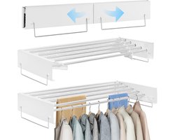 Intrekbare wasdroger - Opvouwbaar wandmontage droogrek - 80 cm staven x 5 hangende lijnen voor binnen en buiten