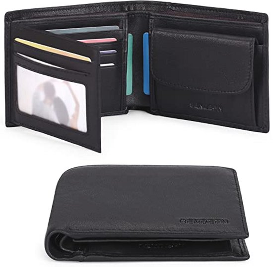 Baur Portemonnee voor heren, echt leer, portemonnee met RFID-bescherming, portemonnee, liggend formaat, portemonnee met muntvak en kaartvakken, camel, 9 x 11 x 2 cm