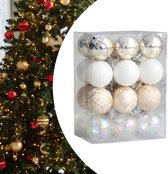 Kleine kerstballen - Kerstversiering - 24 stuks - D4 cm - Champagne/Parelmoer wit - Kunststof