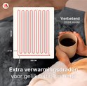 Grijze elektrische deken met extra verwarmingsdraden voor gelijkmatige warmte. 2024 model, 180x160 cm.