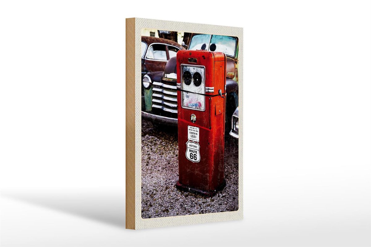Femer Holzschild Reise 20x30cm USA Amerika Tankstelle Route 66 90er Rood