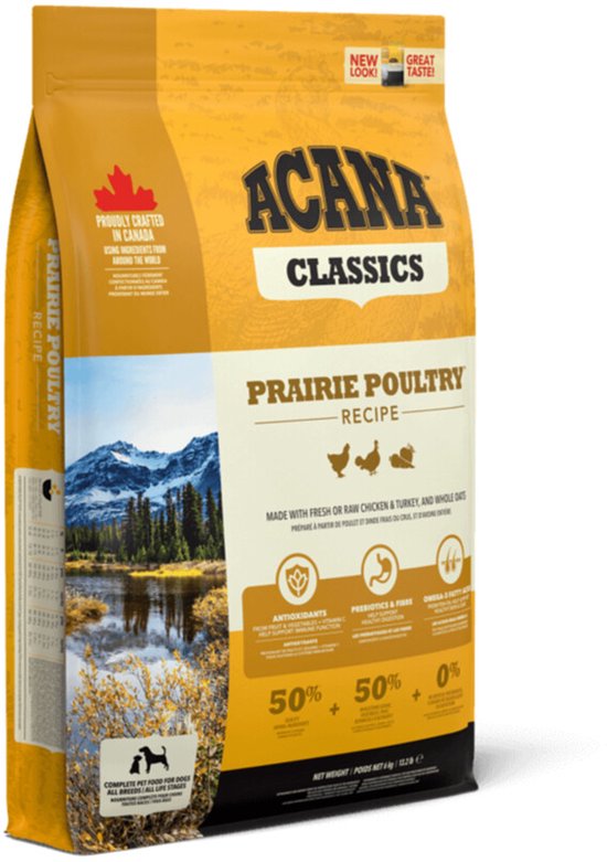 Foto: Acana hondenvoer classics prairie poultry 3 x 2 kg