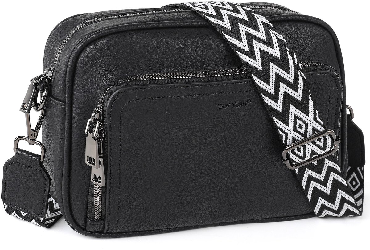 TAN.TOMI Crossbody Tas Dames – Kleine Schoudertas – Trendy Damestas – Verstelbare Band – Lichtgewicht - Zwart