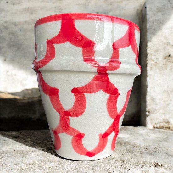 Mug marocain artisanal en céramique à motif rouge (1 pièce)