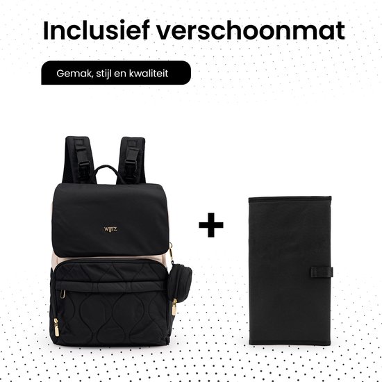 Wijtz Luiertas Sky Zwart - Lichtgewicht & Stijlvolle Multifunctionele Verzorgingstas met Luxe Verschoningsmatje - Waterafstotend en Hoogwaardige Kwaliteit - Perfect als Luiertas, Pampertas, Schoudertas, Laptoptas & Reistas voor de Moderne Ouder van Merkloos — afbeelding 2