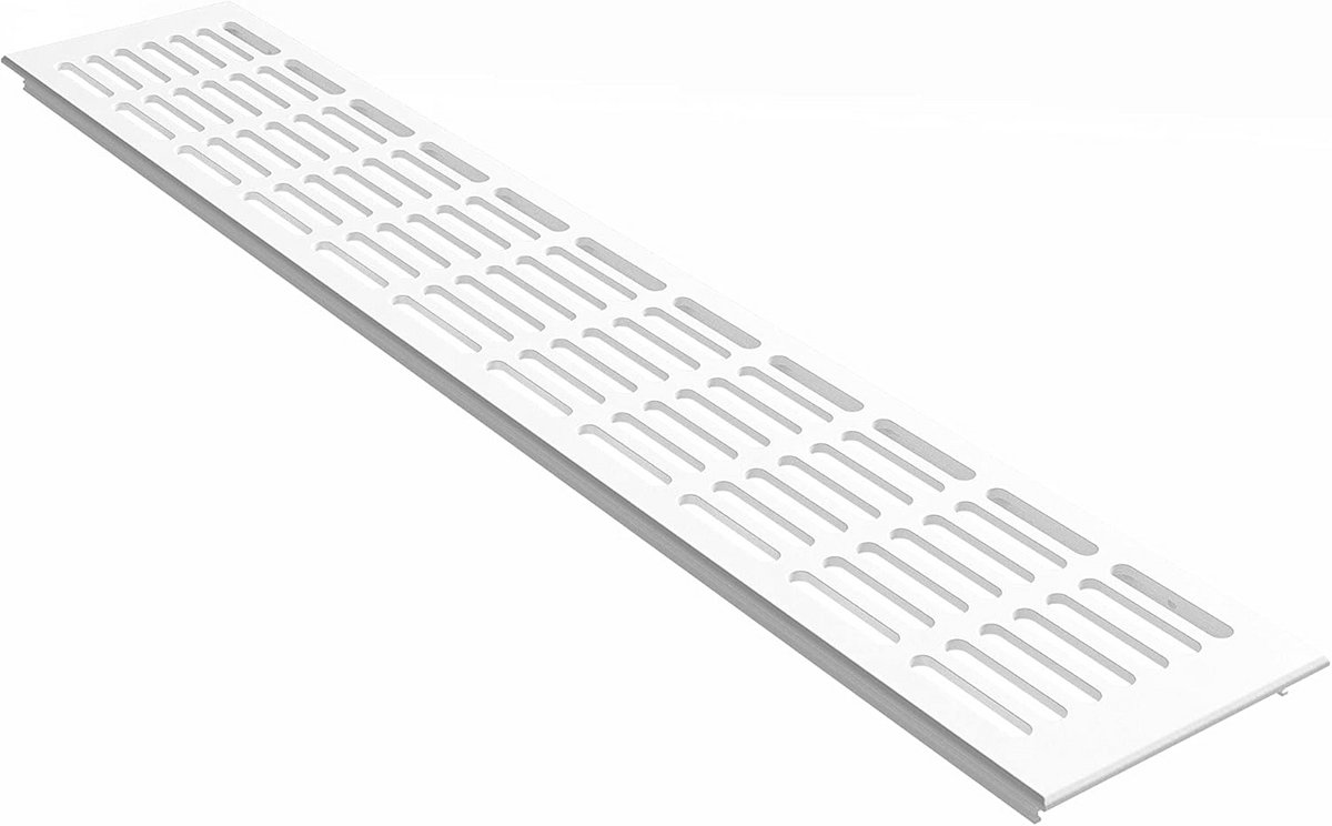 Ventilatierooster Aluminium 100 mm Breed Wit RAL9016 - Geschikt voor Verwarming en Luchten
