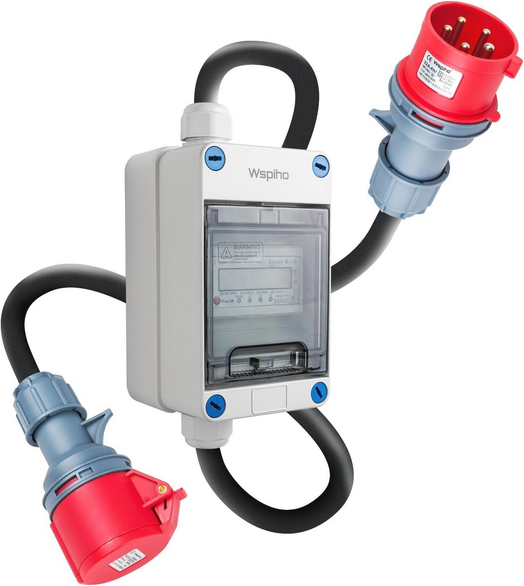 Mobiele digitale stroommeter 16 A met CEE-adapter en verlengkabel