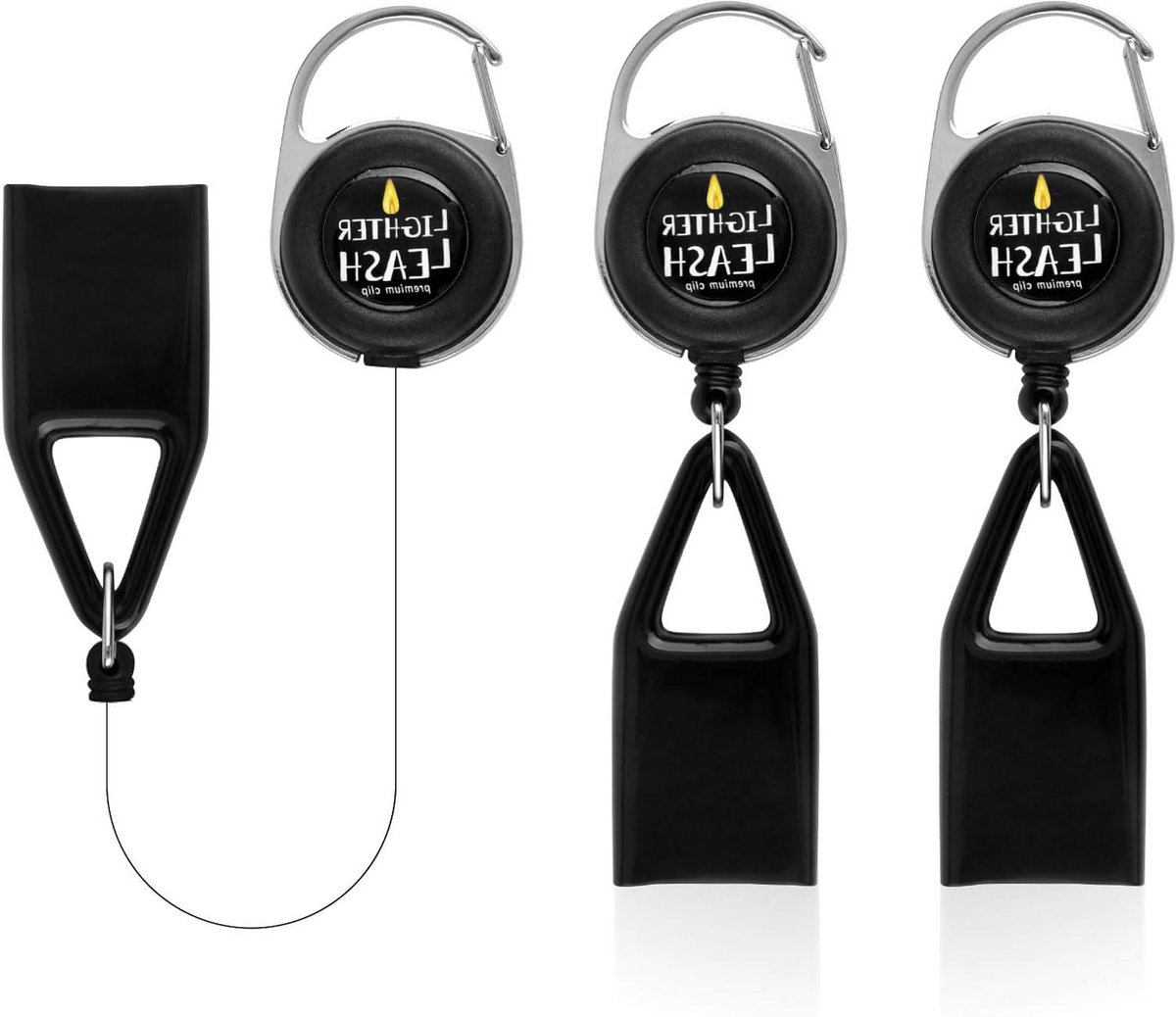 E-Ambar - 3 Aanstekers met riem, Safe Stash Gadget, Clipper compatibel, zwart.