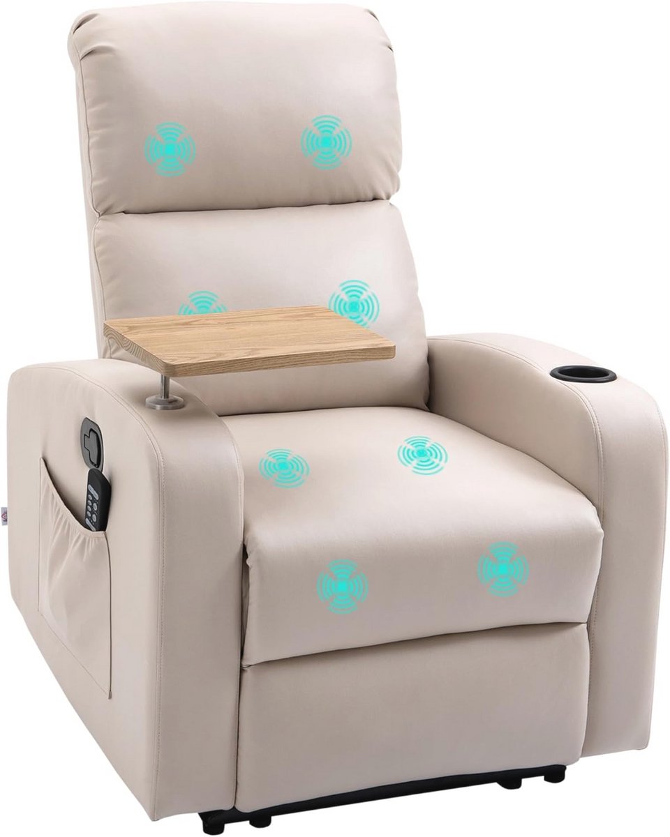 Elektrische Massagestoel met Ligfunctie en Draaibare Tafel - Comfortabele Relaxfauteuil met Afstandsbediening