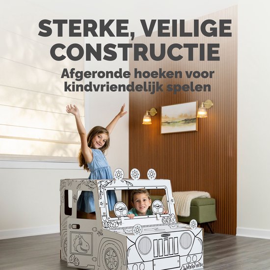 Bankers Box Play - Speelhuis stevig karton - Dinosaurus truck - Inkleurbaar van Merkloos — afbeelding 4