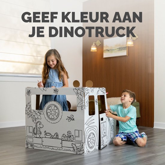 Bankers Box Play - Speelhuis stevig karton - Dinosaurus truck - Inkleurbaar van Merkloos — afbeelding 3
