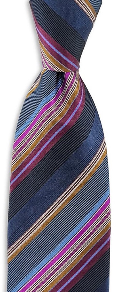 We Love Ties - Stropdassen - Damesstropdas Vivid Stripes - blauw / fuchsia / oker / ecru