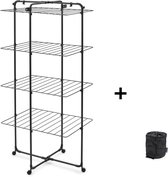 Brabantia HangOn Droogtoren - 30m - Inklapbaar wasrek - met Wasknijpertasje - Matt Black