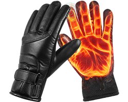 Verwarmde Handschoenen – Waterdicht Leren – Oplaadbaar via USB – Touchscreen – 3 Warmtestanden – Winddicht – Unisex – Zwart