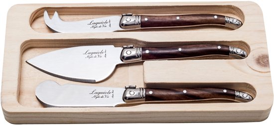 Ensemble de couteaux à fromage Laguiole Style de Vie Premium Line - 3 pièces - Bois foncé