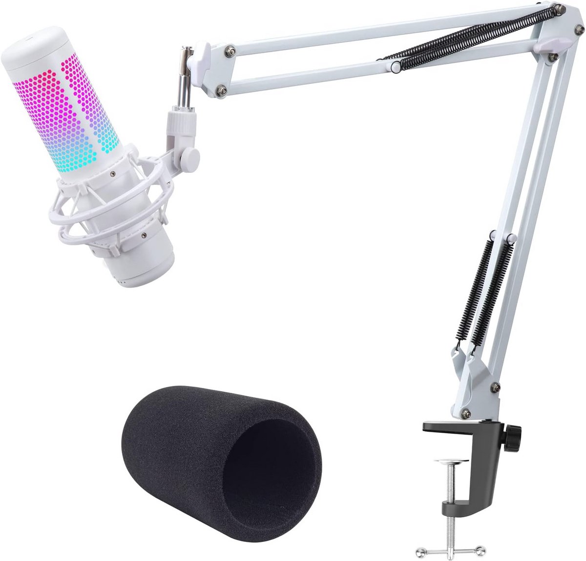 Microfoonarm voor Gaming en Streaming - Witte Boom Arm Compatibel met QuadCast S
