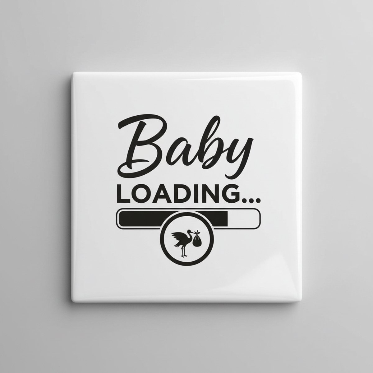 Baby Loading Decoratieve Keramische Tegel 15x15 cm – Leuke Zwangerschapsaankondiging Wandd