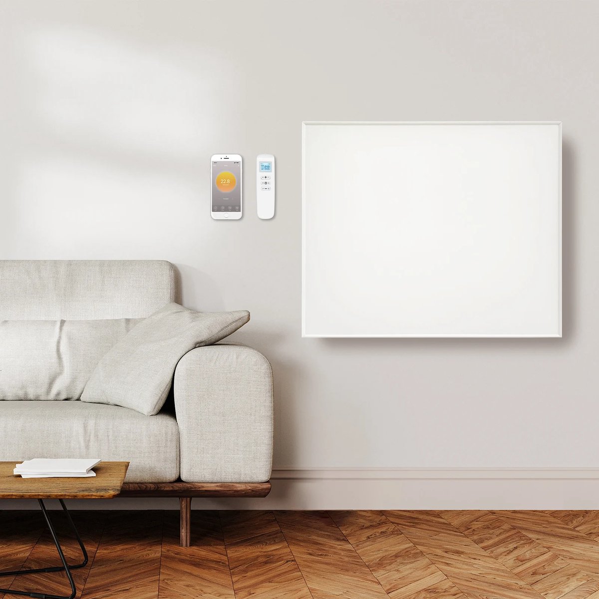 Quality Heating Infrarood paneel QH-SP - 60 x 50 cm - 350W - Geïntegreerde thermostaat - Smart Home Wifi - Inclusief voetjes - Verplaatsbaar - Lichtgewicht – foto 4
