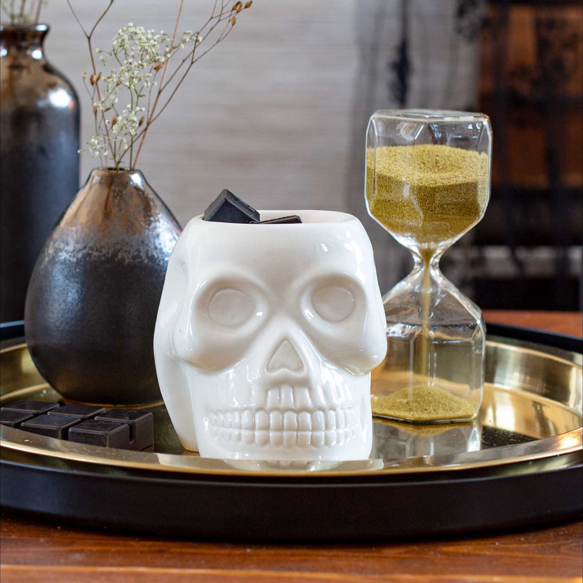 Candle-Brothers Theelicht-geurbrander-doodskop-keramiek-met-theelicht