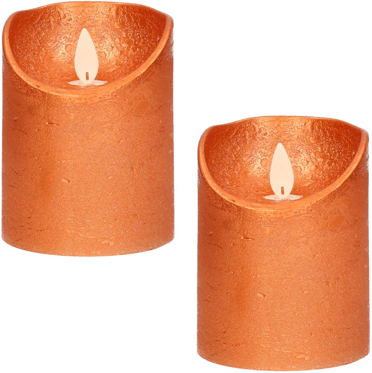 Anna's Collection Stompkaars - 3x - LED - koper - H10 cm - bewegende vlam - kaars