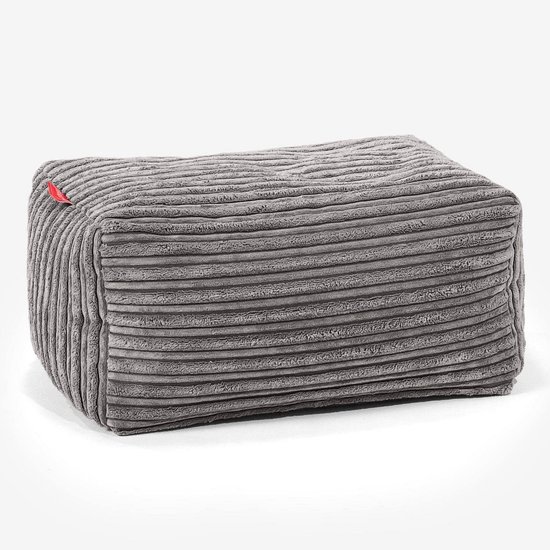 Comfortabele Corduroy Poef Zitzak - Graphite Grijs - Moderne Voetsteun voor Woonkamer