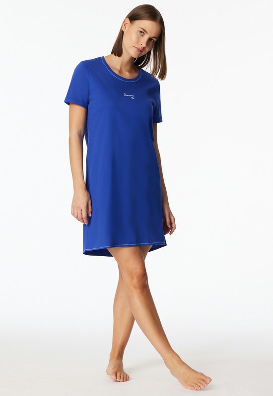 Schiesser Dames Nachthemd korte mouw - 44 - Blauw