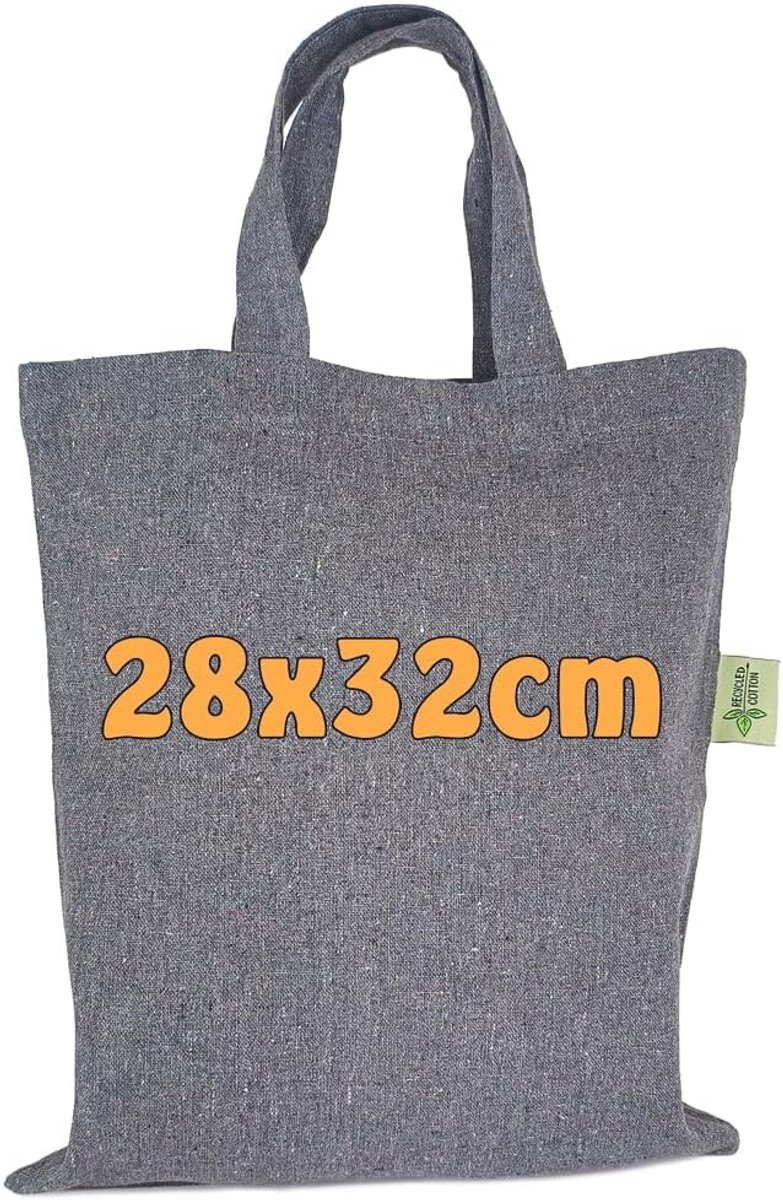 Katoenen knutsel tas 28 x 32 cm van gerecycled katoen - Duurzaam, kort hengsels, DIN A4