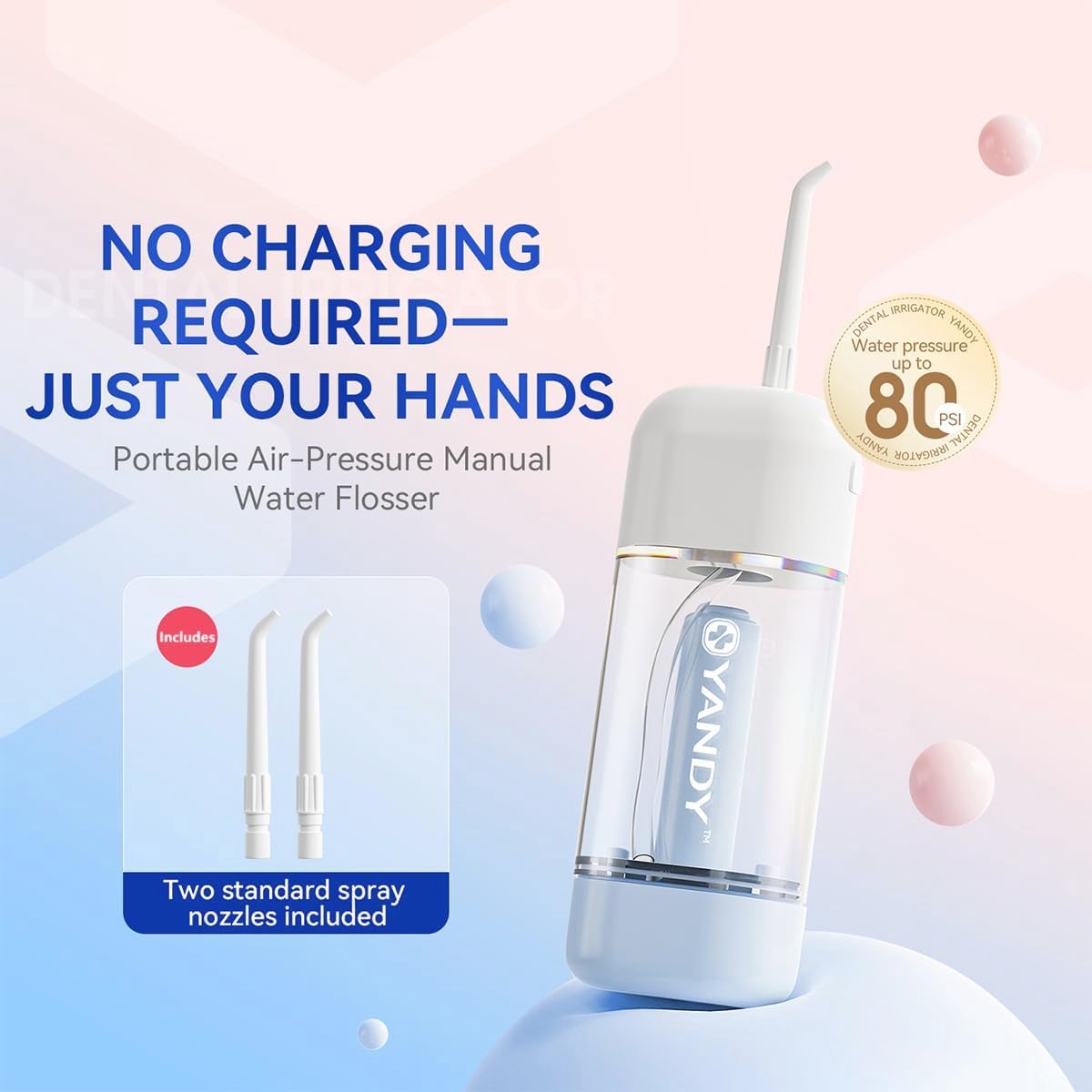 Draagbare Mondelinge Irrigator - Handheld Water Flosser met Luchtdruk Technologie voor Optimale Tanden Reiniging - Reisvriendelijk Ontwerp