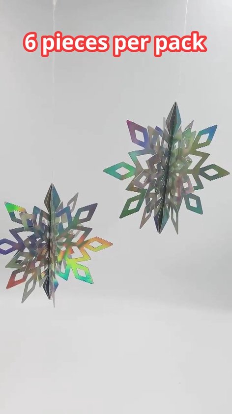 Jojoy - Guirlandes de Noël avec flocons de neige scintillants - Décoration de Noël - Guirlande de Noël - Noël - Neige - 6x Flocon de neige de différentes tailles - HOLOFLAKE