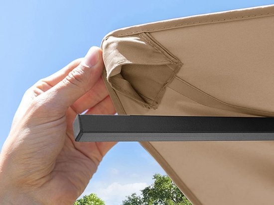 Tuinpaviljoen 3x4 m aluminium premium ca. 220 g/m² dakzeil waterdicht paviljoen 4 zijwanden taupe tuintent ca. 9x9 cm profiel