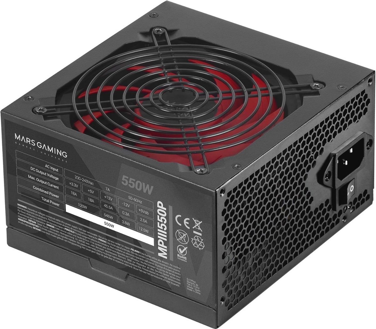 PC ATX Voeding 550W - Digitale APFC, 120mm Ventilator, Efficiëntie 85%, Extra Lange Kabels