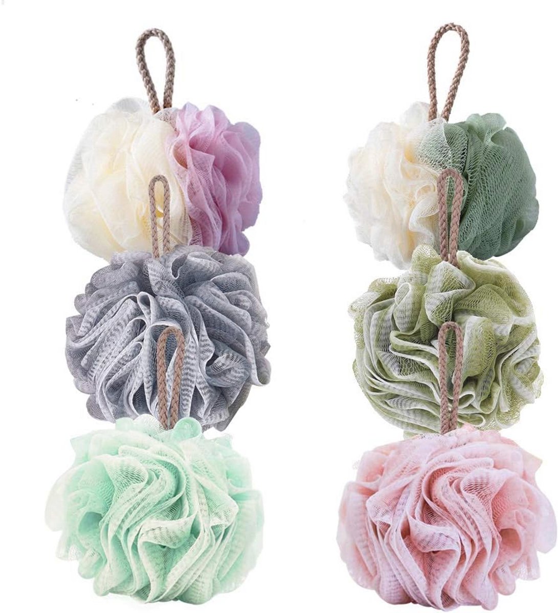 Exfoliërende Bad Douche Spons - 6 Pack Loofah voor Zachte en Gladde Huid