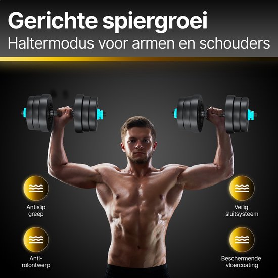 Luxari - Kettlebell de haute qualité - Réglable - de 2,25 à 10 kilos - Incl. 6 disques - Home Sports - Zwart - Kettlebell 10 kg - Dumbell 10 kg - Kettlebel