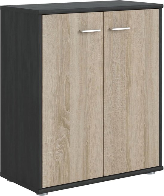 Hoog Mailen-dressoir met 2 deuren van essenfineer met een natuurlijke afwerking 110 x 160 cm