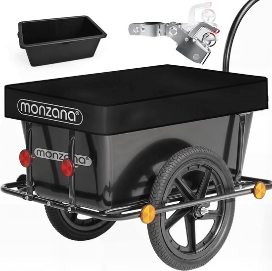 Remorque à vélo à 2 Roues - Bagagekar pour vélos - Chariot de transport 90 L avec poignée et timon