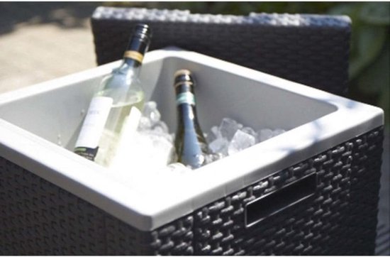 GIANTEX Koelbox En Bijzettafel In Rotanlook – 30 Liter, Verstelbaar, Stoer En Stijlvol Voor Tuin Of Terras