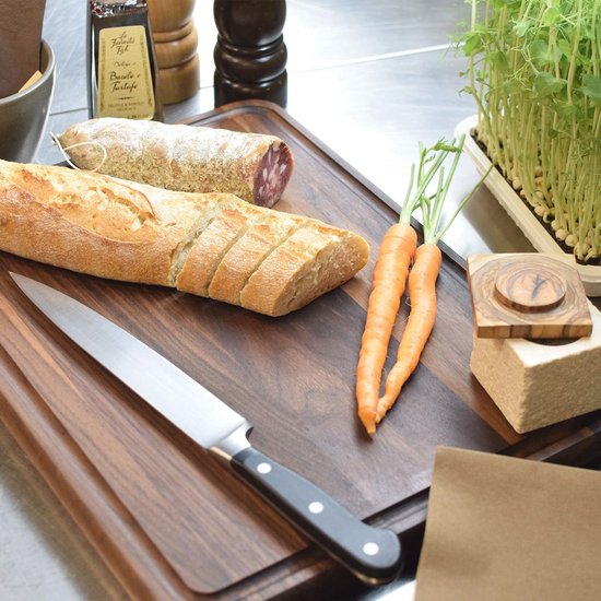 GULILES Natuurlijke Europese eindnerf walnoothout handgemaakte snijplank | geolied | voedselveilig voor voedselbereiding, vlees, groenten, brood, crackers en kaas (groot 35 x 35 x 4 cm