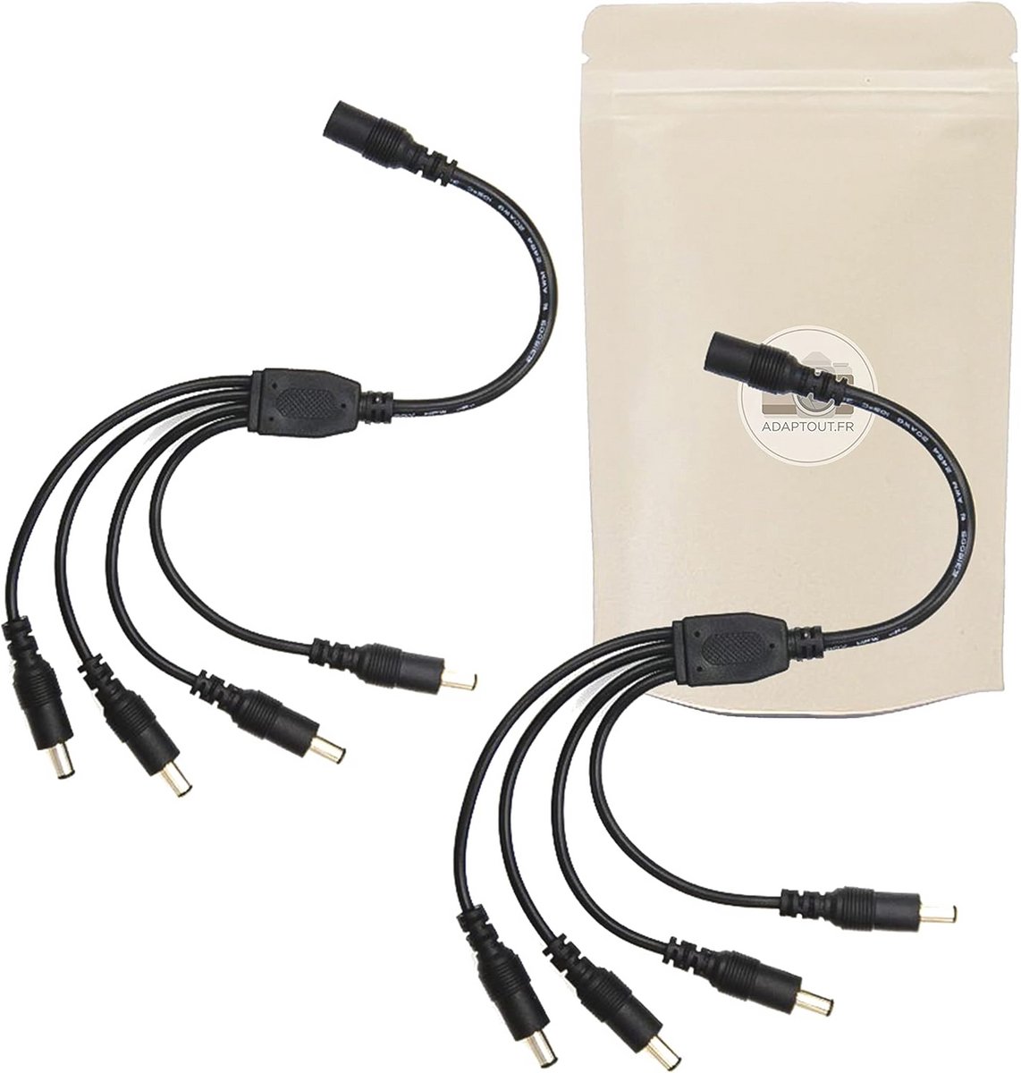 Verlengsnoer 4-weg Kabel 12V DC 5,5 x 2,1 mm met 30 cm Verlenging voor Camera
