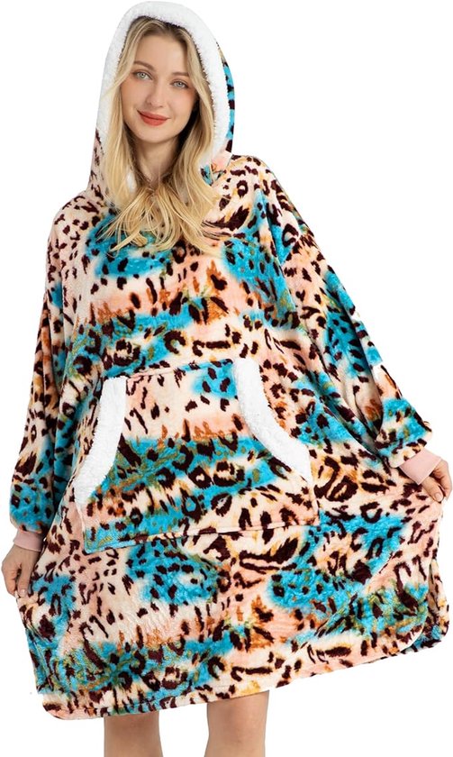Oversized hoodiedeken met gigantische zak – ultrazachte met capuchon voor volwassenen – voel je warm, knus en omarmd knuffeltrui voor dames en heren ,