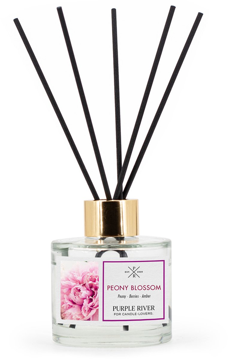 Purple River Candle Geurstokjes - pioenroosbloesem - met stokjes