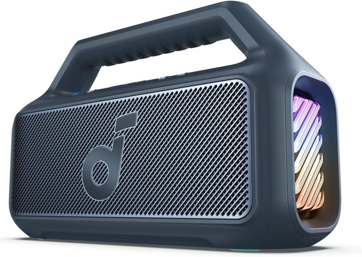 Buitenspeakers met krachtige bas, 80W, subwoofer, 24 uur speeltijd, IPX7 waterproof, drijvend, RGB-verlichting, USB-C, Bluetooth 5.3, draagbare speaker voor buitenactiviteiten